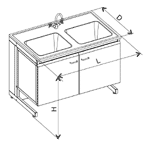 Стол с мойками (две раковины) 1200 мм